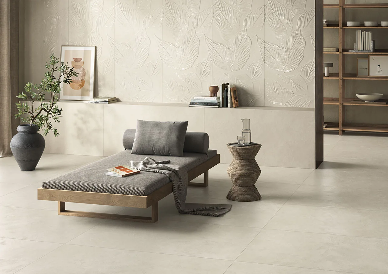 Elios Ceramica · Creta Avena · Raumbeispiel