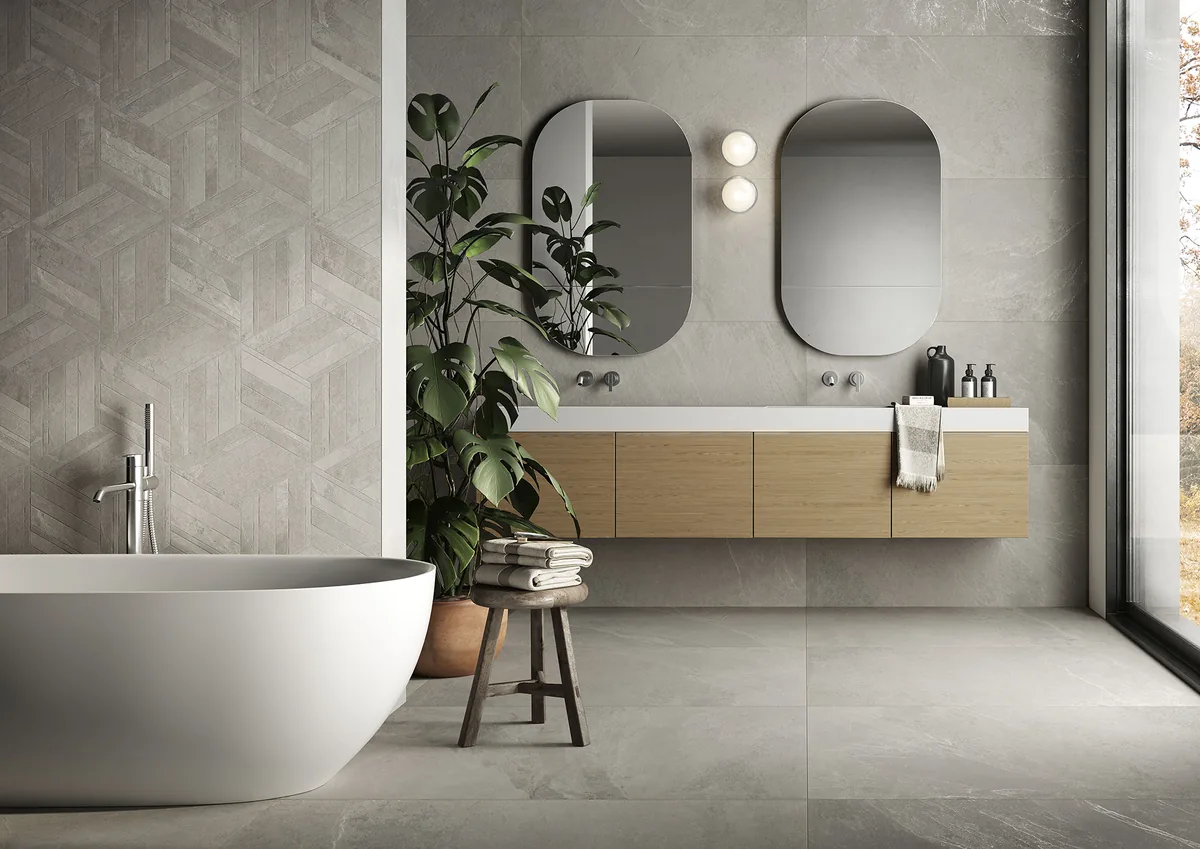 Elios Ceramica · Dolomiti Grigio · Raumbeispiel